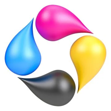 CMYK drops logo 3D Stock Illustration