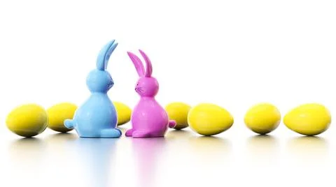 CMYK easter bunny figures 3d illustration of a CMYK easter bunny figures w... Stock Photos
