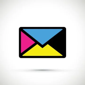 A cmyk envelope on white background Stock Illustration