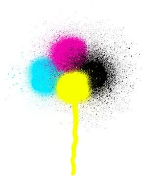 CMYK graffiti leaking drip sprayed element over white Stock-Illustration