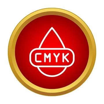 Cmyk ink drop icon on red button 库存插图