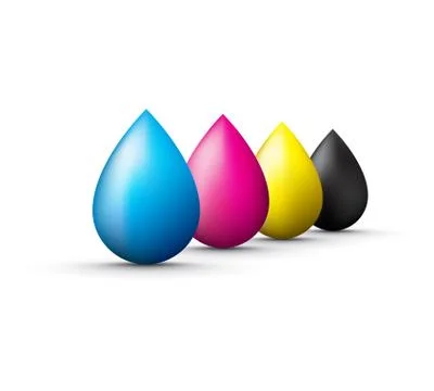 Cmyk ink droplets Stock Illustration