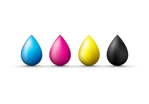 Cmyk ink droplets Illustrazione stock