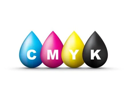 Cmyk ink droplets Stock Illustration