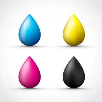 Cmyk ink droplets Stock-Illustration