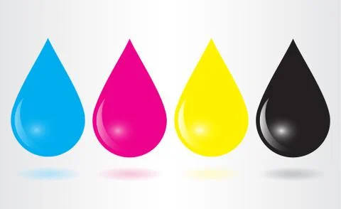 CMYK ink drops. Stock Illustration