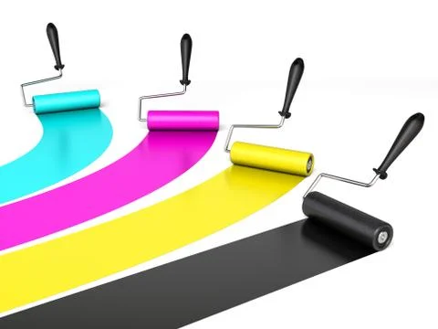 Cmyk paintrollers Stock Illustration