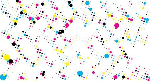 A cmyk pattern of dots on a white background,  abstract dots Stock Illustration