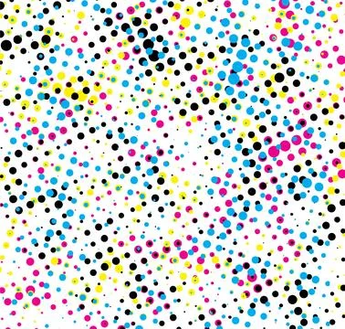 A cmyk pattern of dots on a white background,  abstract dots Stock Illustration