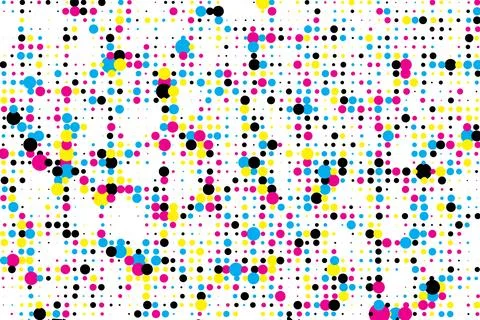 A cmyk pattern of dots on a white background,  abstract dots Illustrazione stock