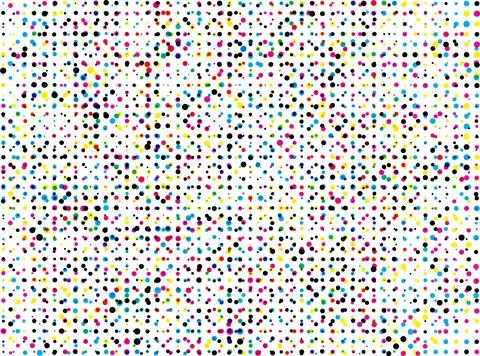 A cmyk pattern of dots on a white background,  abstract dots 스톡 일러스트