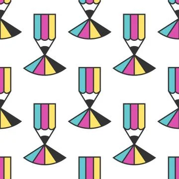CMYK pencil seamless pattern Stock Illustration