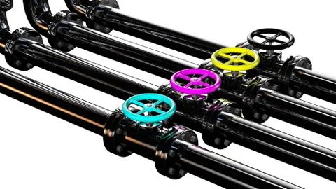 Cmyk pipes Illustrazione stock