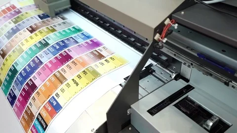 CMYK plotter printing in typography Stock Footage 72080171