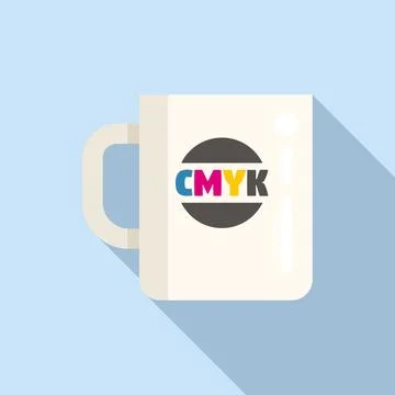 Cmyk print on mug icon flat vector. Digital machine イラスト素材