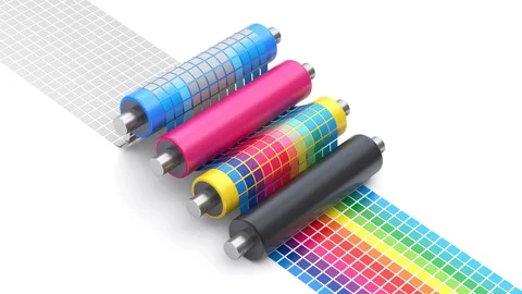 CMYK printing concept process 스톡 동영상 96137862