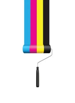 Cmyk printing roller Stock Illustration