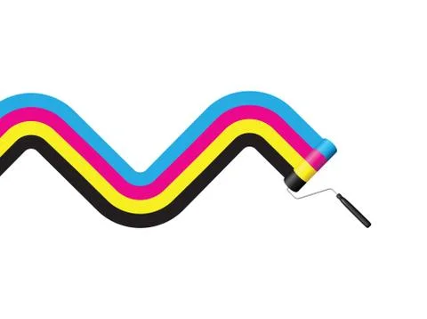 Cmyk printing roller Stock Illustration