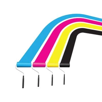 Cmyk printing roller Illustrazione stock