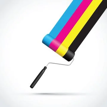Cmyk printing roller Stock Illustration
