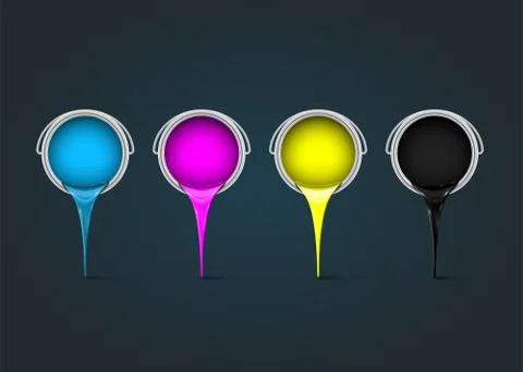CMYK realistic cans, vector イラスト素材