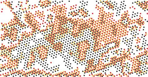 CMYK Scattered Particle Halftone Background, vintage grunge colorful halftone Stock Illustration