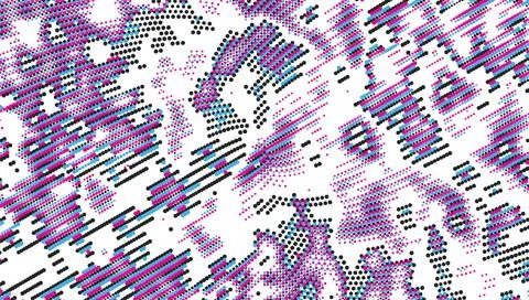 CMYK Scattered Particle Halftone Background, vintage grunge colorful halftone Stock Illustration