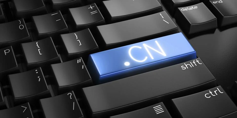 CN domain - computer keyboard - 3D illustration Illustrazione stock