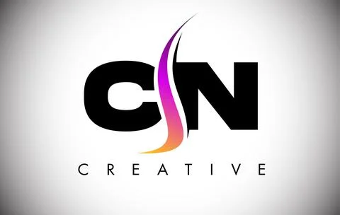 CN Letter Logo Design with Creative Shoosh and Modern Look Stock Illustration