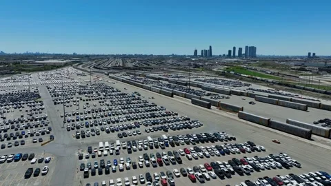 CN Rail Autorack Car Import and Export at MacMillan Yard 스톡 동영상 308980923