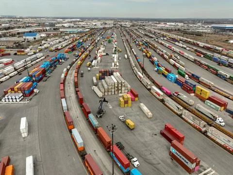 CN Rail Intermodal Rail Container Shipping Terminal Stock Photos