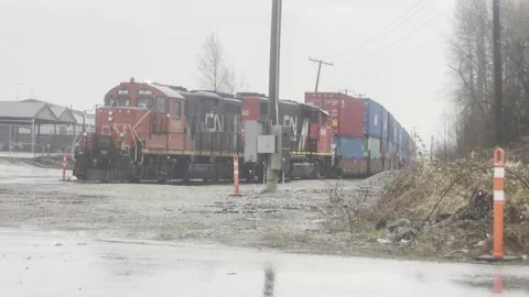 CN Rail Yard Work Stock Footage 164689867