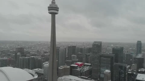 CN Tower aerial view Stock Footage 146613581