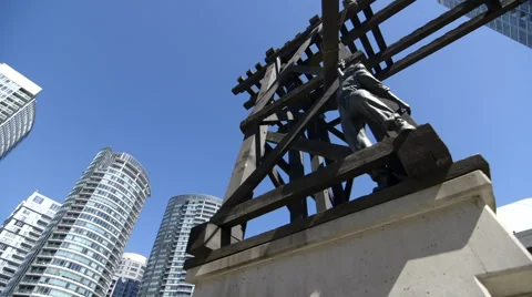 CN Tower, Air Canada Centre, and Chinese Railway Workers Memorial Stock Footage 44266813