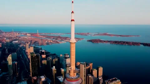 CN tower antenna inspection Stock Footage