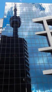 CN tower reflection in toronto Stock Photos