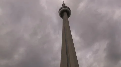 CN tower in Toronto against cloudy sky Stock Footage 56038924