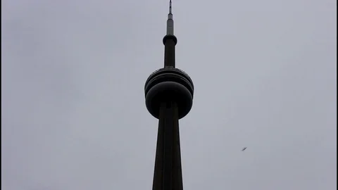The CN Tower, Toronto looking up panning video Stock Footage 100730103