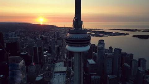 CN Tower Toronto Sunrise Stock Footage 242124667