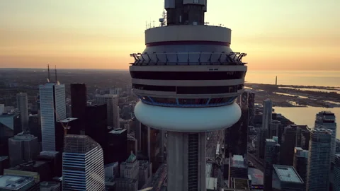 CN Tower Toronto Sunrise Stock Footage 242125487