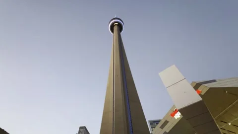 Cn tower of toronto at sunset in canada. tilt up no people Stock Footage 277414313