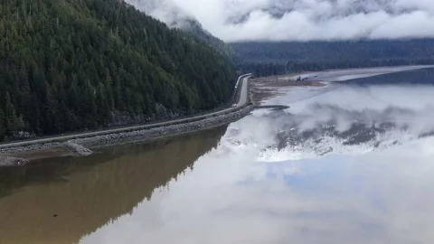 CN train heading west drone shot 4K footage Stock Footage 149379783