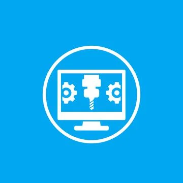 Cnc, computer numerical control icon Illustrazione stock