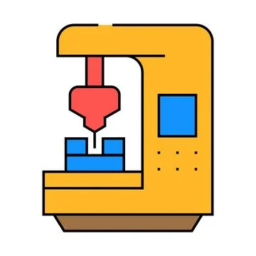 Cnc computer numerical control icon color illustration Illustrazione stock
