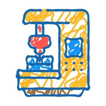 Cnc computer numerical control icon doodle illustration Illustrazione stock