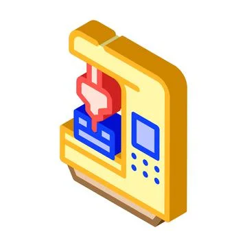 Cnc computer numerical control isometric icon vector illustration Illustrazione stock