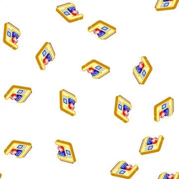 Cnc computer numerical control isometric icon seamless pattern Stock Illustration