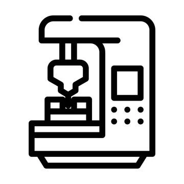 Cnc computer numerical control line icon vector illustration Illustrazione stock