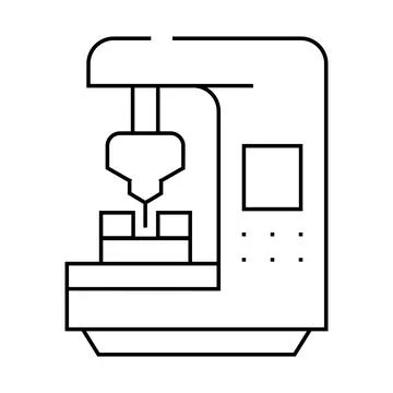 Cnc computer numerical control line icon vector illustration Illustrazione stock
