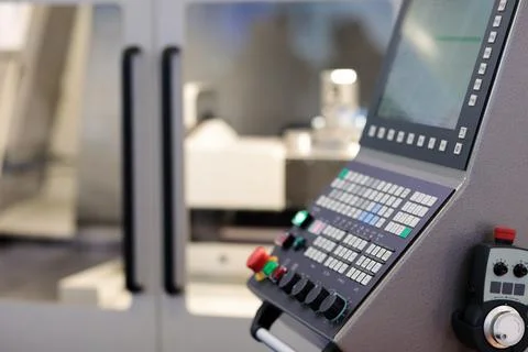 CNC control console and handheld remote controller Stock Photos
